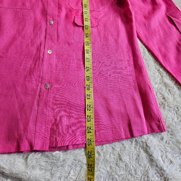 Vintage Conrad C Women's Pink 100% Linen Long Sleeves Button Down Shirt Size 10 - Picture 6 of 8